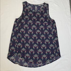 Sleeveless flowy blouse Daniel Rainn Size XS Blue floral. Workwear.